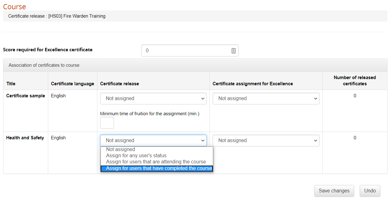 certificate course assign