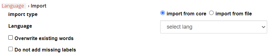 language manger import